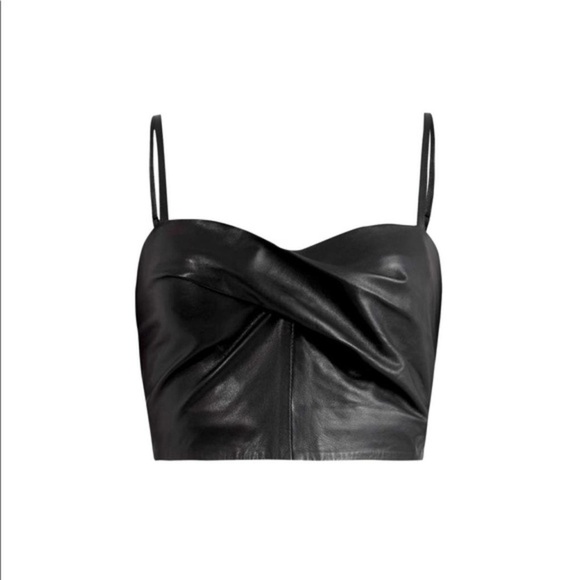 ALL SAINTS Orla Leather Crop Top (12) - Picture 5 of 10